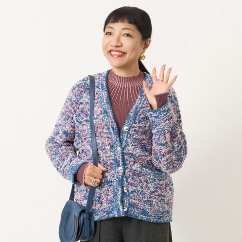 ミューリエ ジャケット見えで リッチ映え 大人のツイード ニットカーディガン