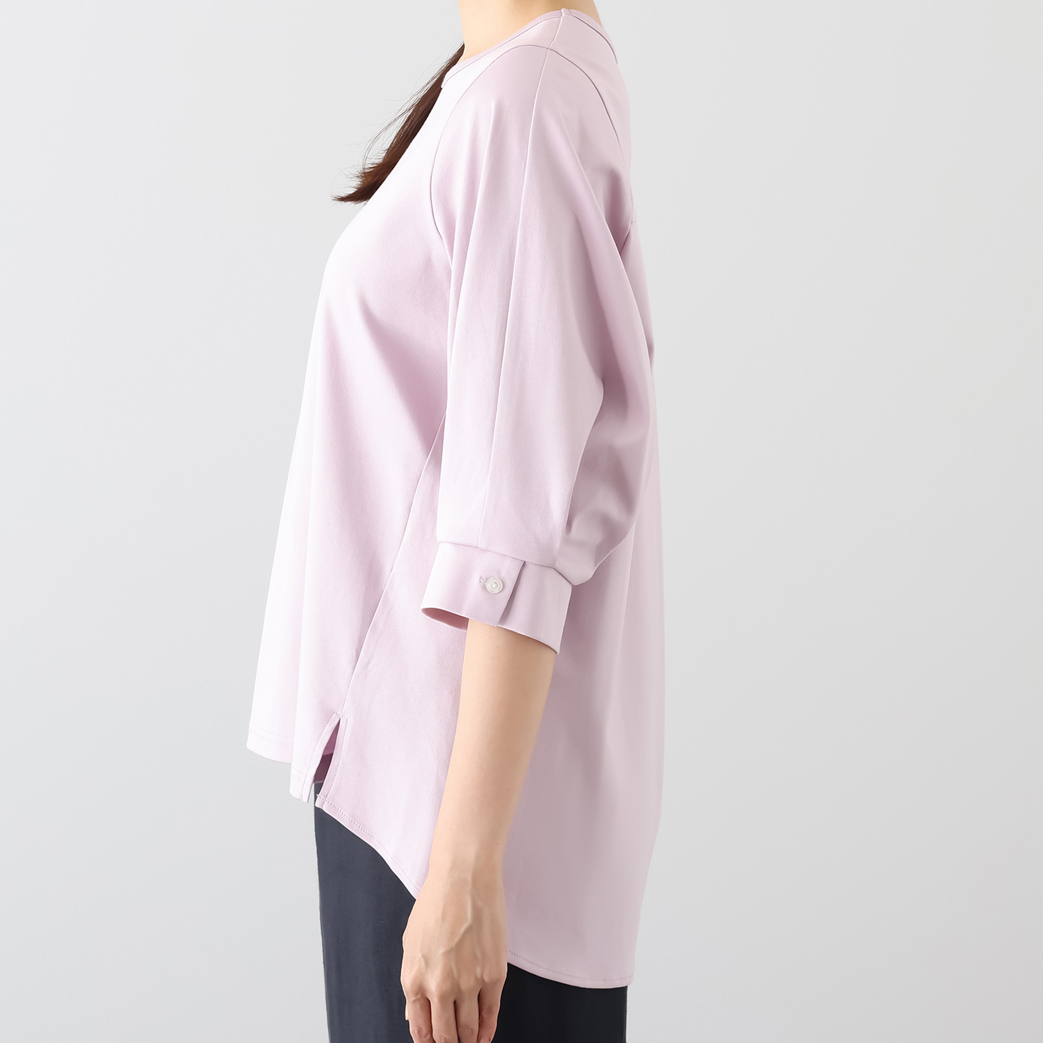 メリオン スーピマコットン１００％ なめらかで至福の着心地 袖タックデザイン チュニックプルオーバー