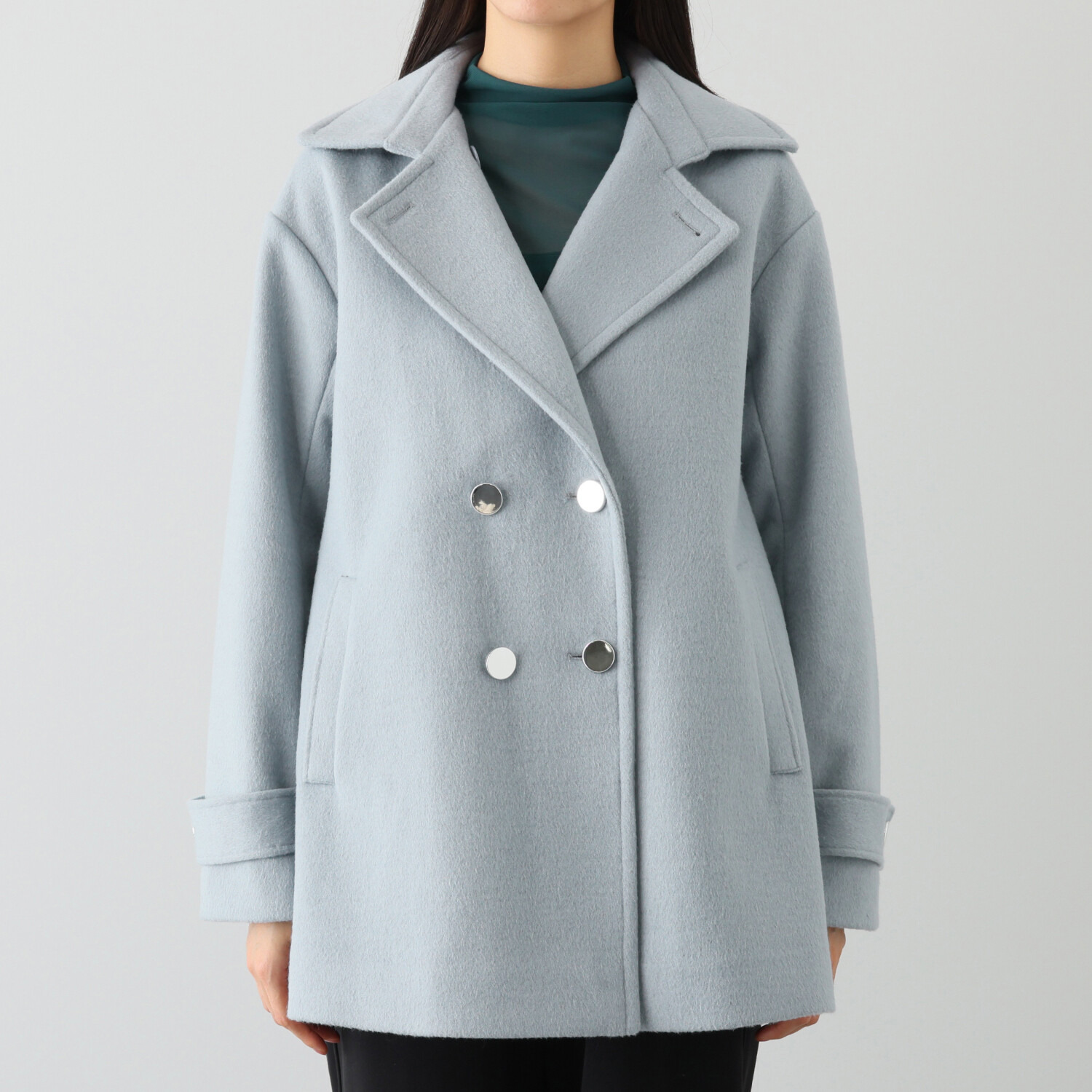 エムズ　スタイル ソフトビーバー調 ジャージー バックタックアクセント Ａラインシルエット ピーコート