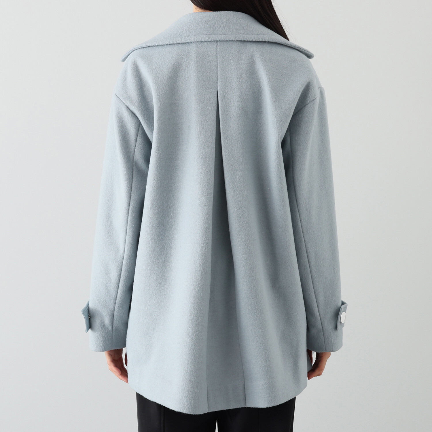 エムズ　スタイル ソフトビーバー調 ジャージー バックタックアクセント Ａラインシルエット ピーコート