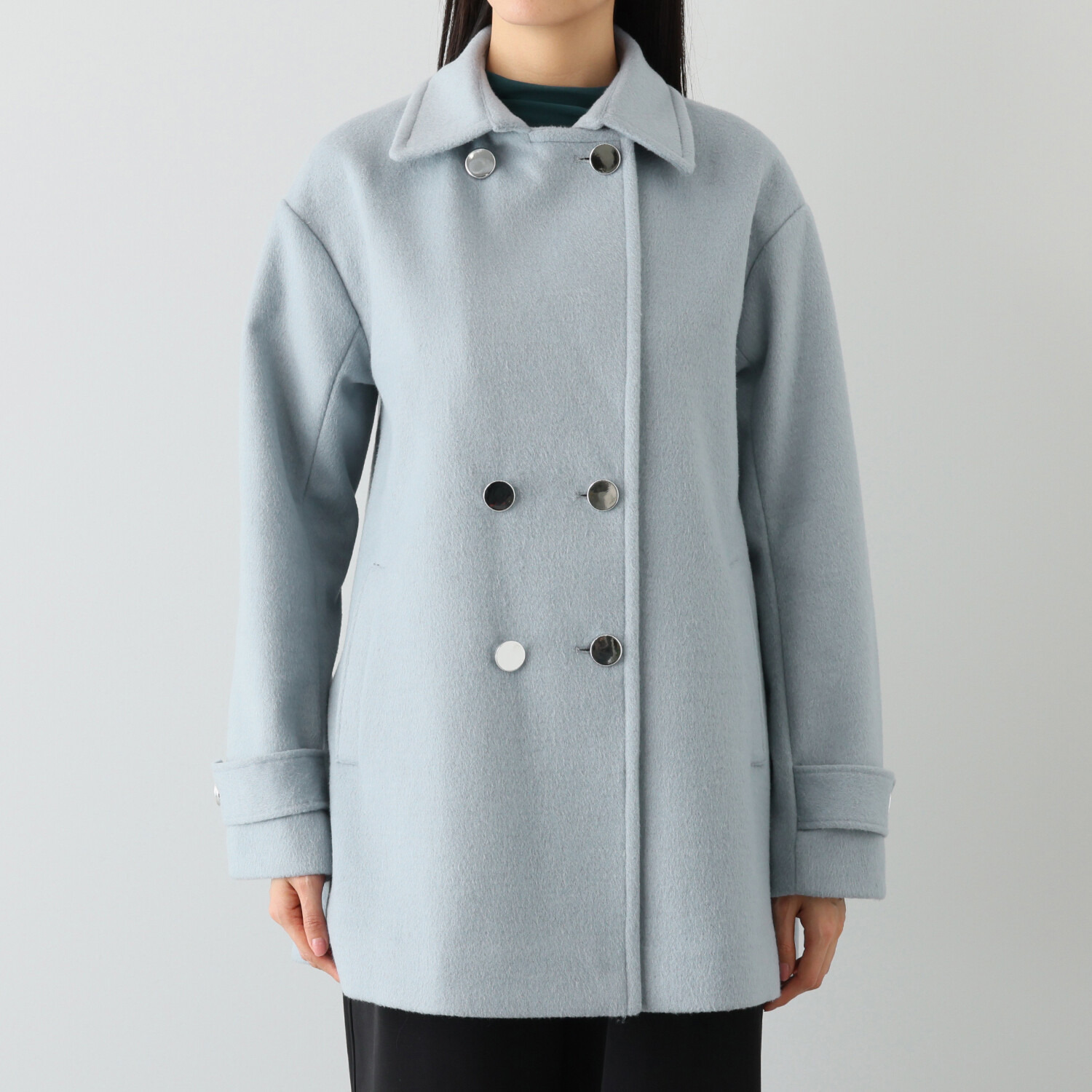 エムズ　スタイル ソフトビーバー調 ジャージー バックタックアクセント Ａラインシルエット ピーコート