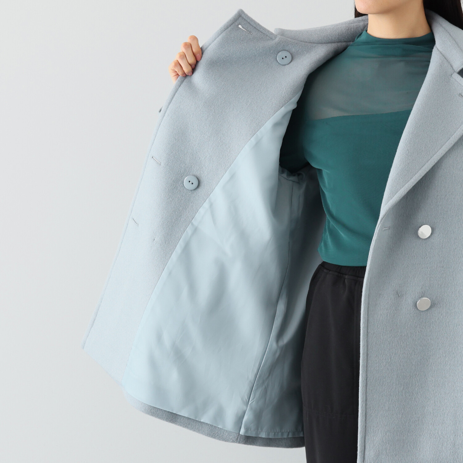 エムズ　スタイル ソフトビーバー調 ジャージー バックタックアクセント Ａラインシルエット ピーコート