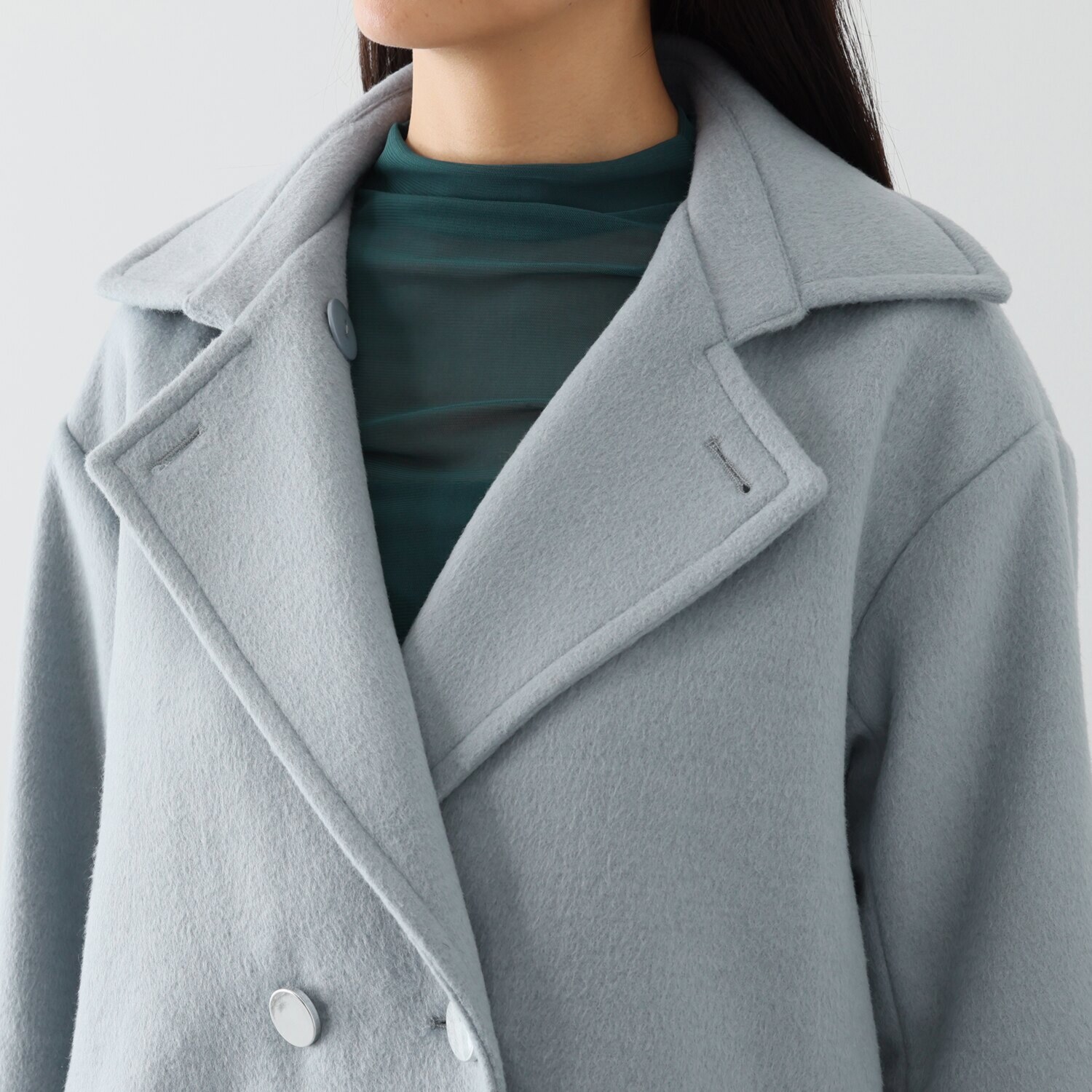 エムズ　スタイル ソフトビーバー調 ジャージー バックタックアクセント Ａラインシルエット ピーコート