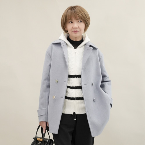 エムズ　スタイル ソフトビーバー調 ジャージー バックタックアクセント Ａラインシルエット ピーコート