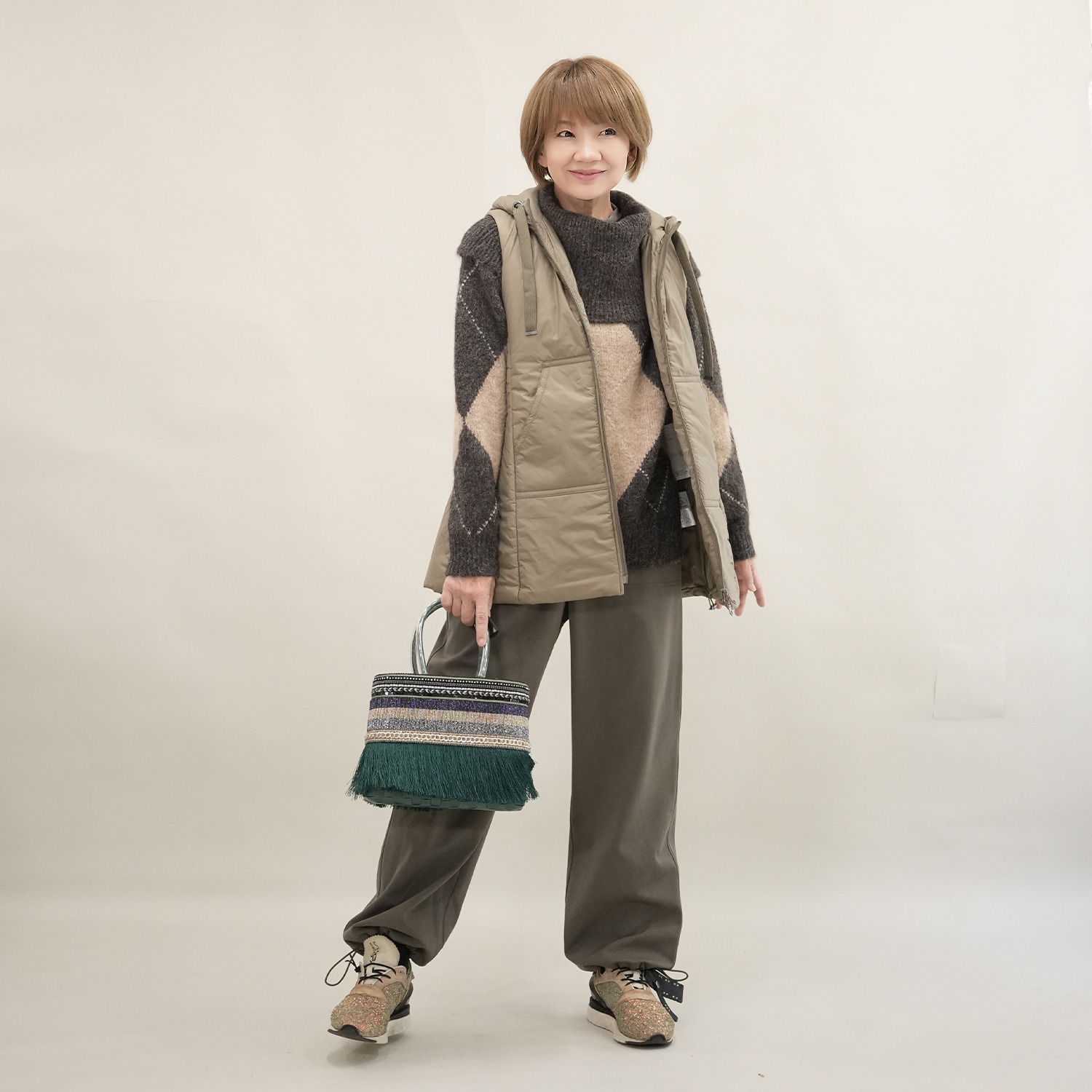 エムズ　スタイル 裏起毛ツイル バックシームアクセント 裾ドロストデザイン ベイカーセミワイドパンツ ＜股下７０ｃｍ＞