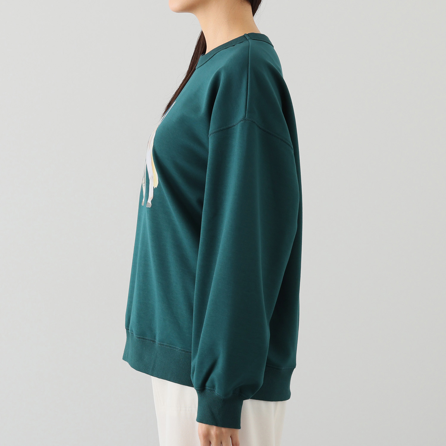 エムズ　スタイル 裏起毛ソフトジャージー 猫と馬プリントデザイン 大人のトレーナー 