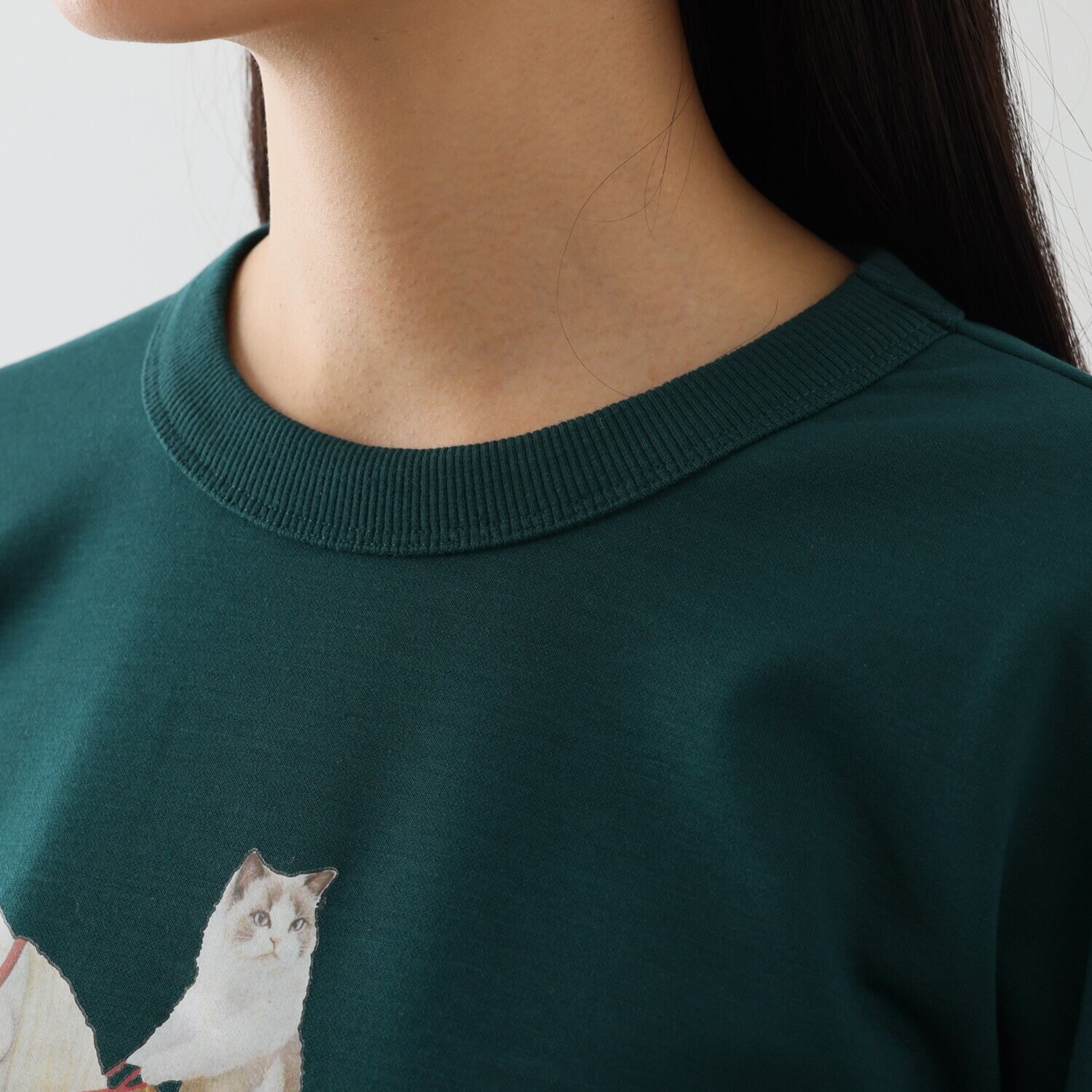 エムズ　スタイル 裏起毛ソフトジャージー 猫と馬プリントデザイン 大人のトレーナー 