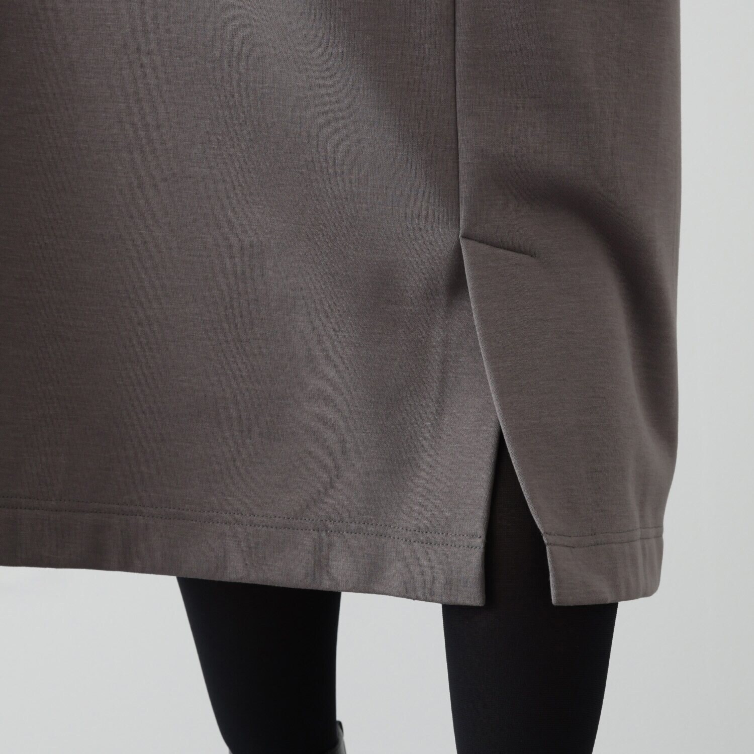 エムズ　スタイル 裏起毛ソフトジャージー 編立リブアクセント ミリタリーポケット付 ボクシーワンピース