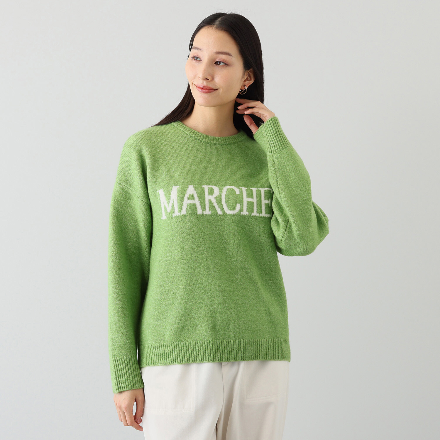 エムズ　スタイル ロゴジャガード リラックスできる 大人ニットプルオーバー