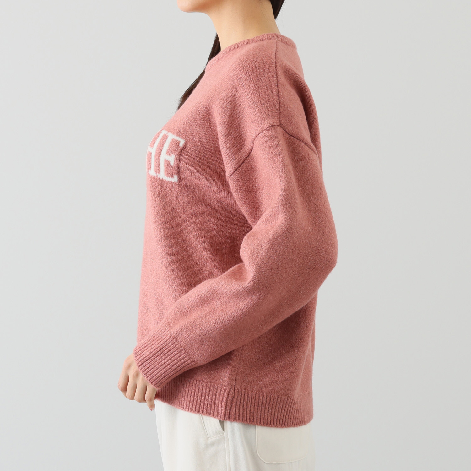 エムズ　スタイル ロゴジャガード リラックスできる 大人ニットプルオーバー