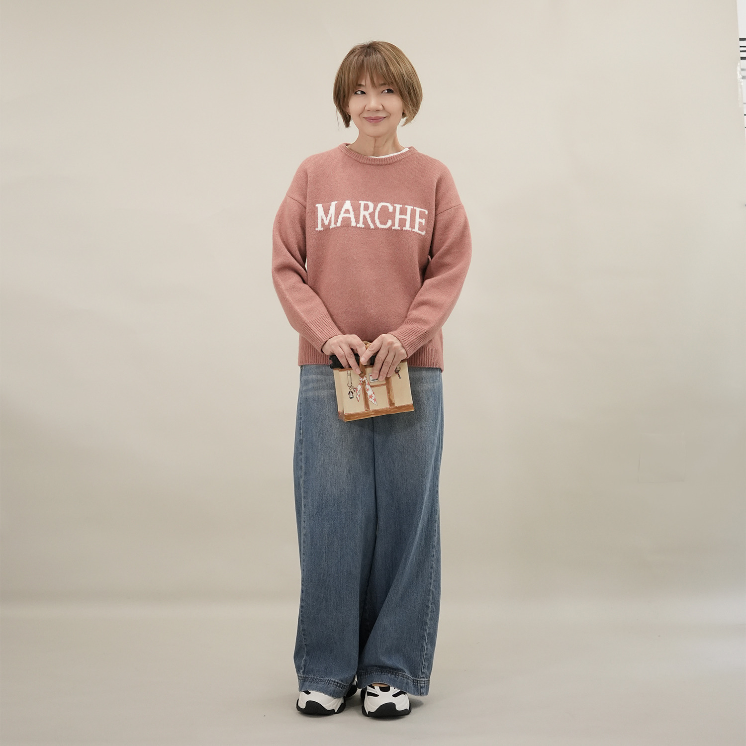 エムズ　スタイル ロゴジャガード リラックスできる 大人ニットプルオーバー