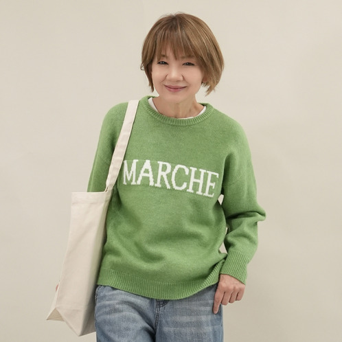 エムズ　スタイル ロゴジャガード リラックスできる 大人ニットプルオーバー