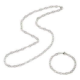 ステロ ステンレス マリーナチェーン ネックレス＆ ブレスレットセット