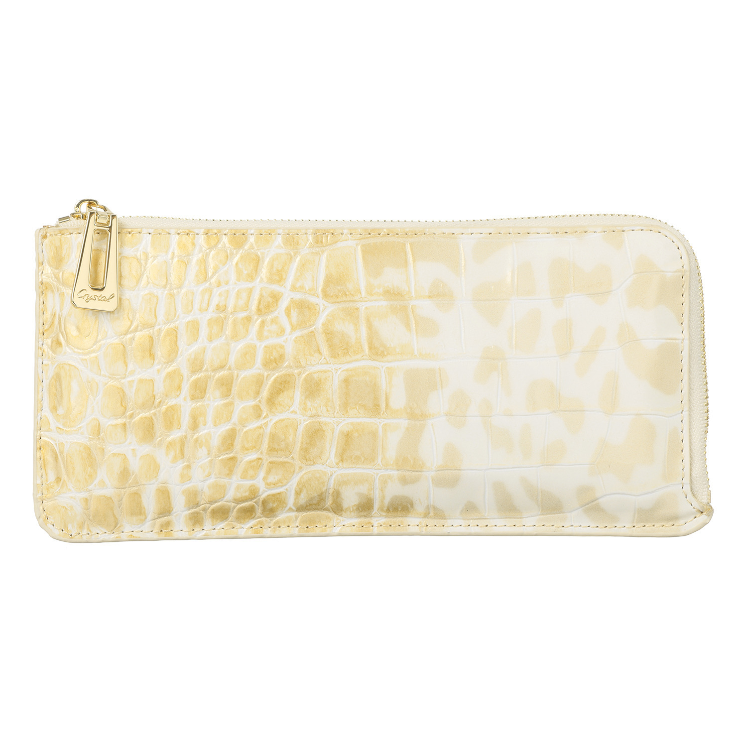 レザージュエルズ ギャレリア　ココリュクス トスカーナ社製 牛革クロコダイル型押し レオパードプリント Ｌ字型スマートウォレット