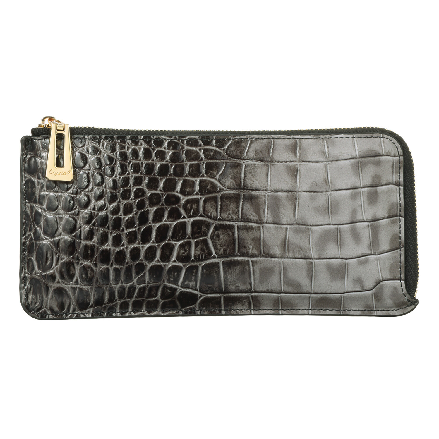 レザージュエルズ ギャレリア　ココリュクス トスカーナ社製 牛革クロコダイル型押し レオパードプリント Ｌ字型スマートウォレット