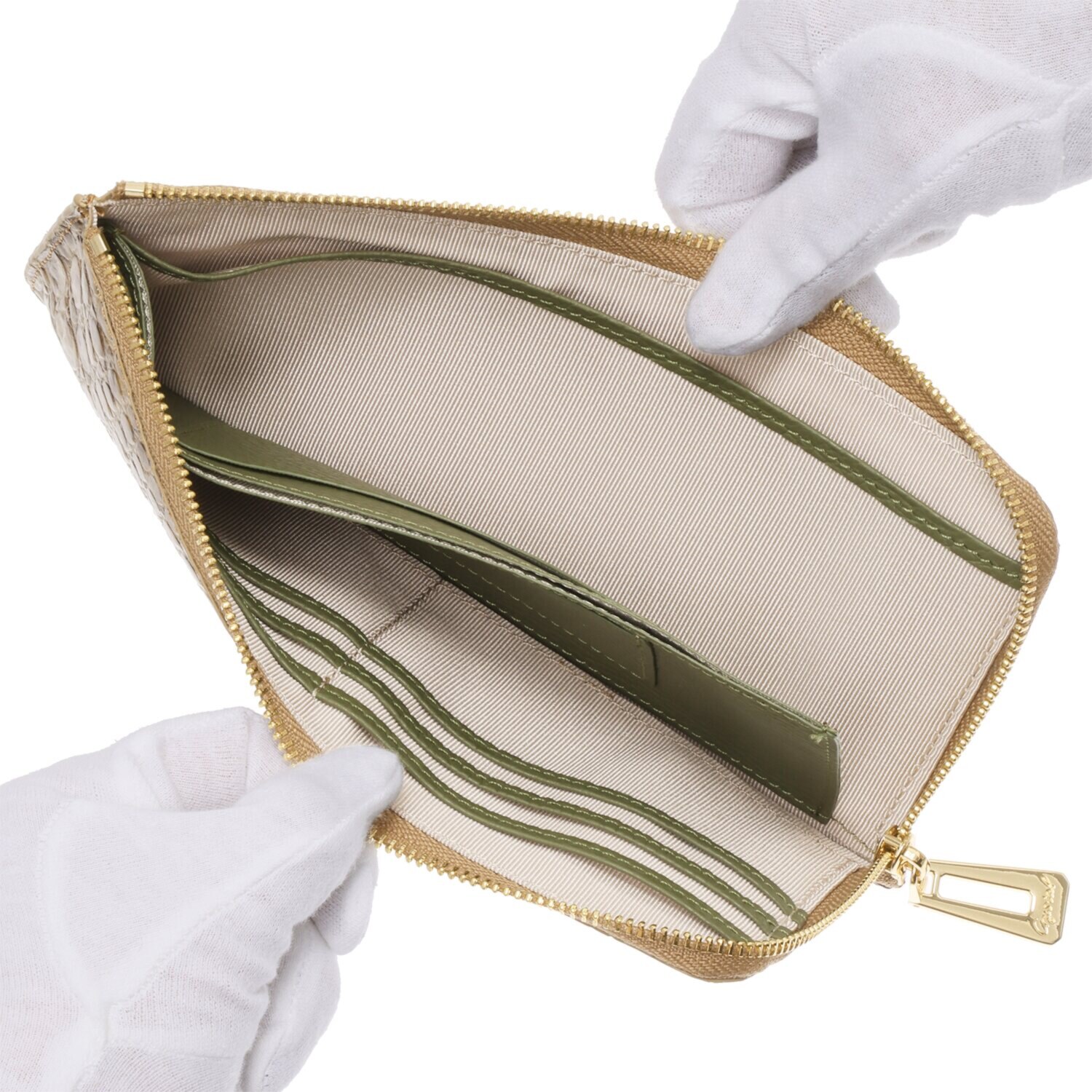 レザージュエルズ ギャレリア　ココリュクス トスカーナ社製 牛革クロコダイル型押し レオパードプリント Ｌ字型スマートウォレット