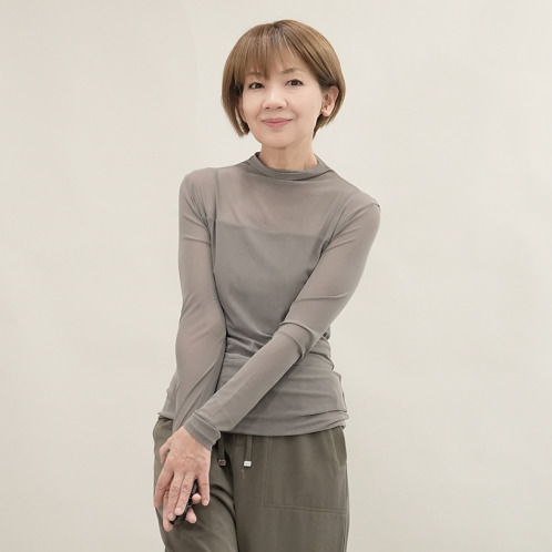 エムズ　スタイル ソフトチュール ボトルネックデザイン シアープルオーバー