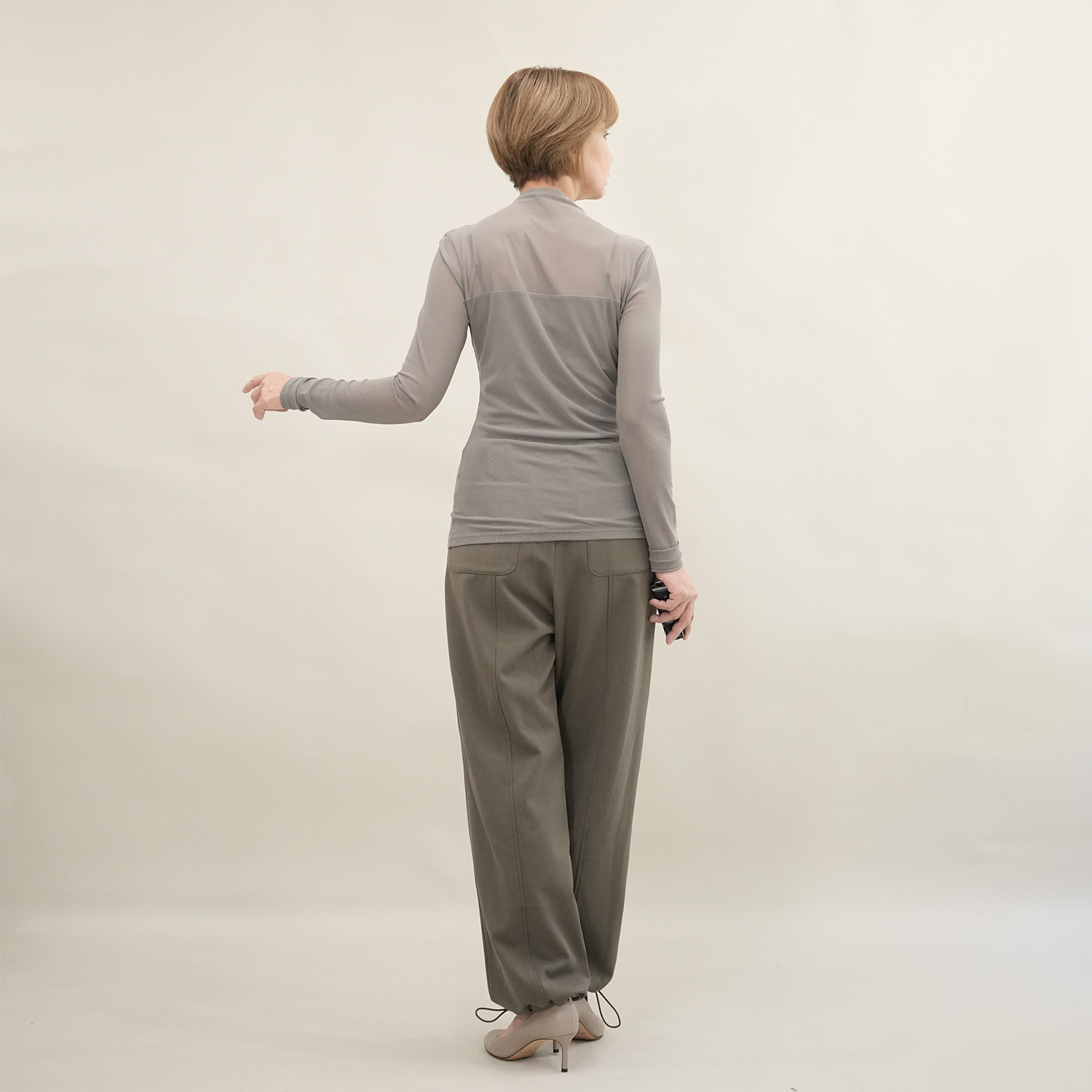 エムズ　スタイル ソフトチュール ボトルネックデザイン シアープルオーバー