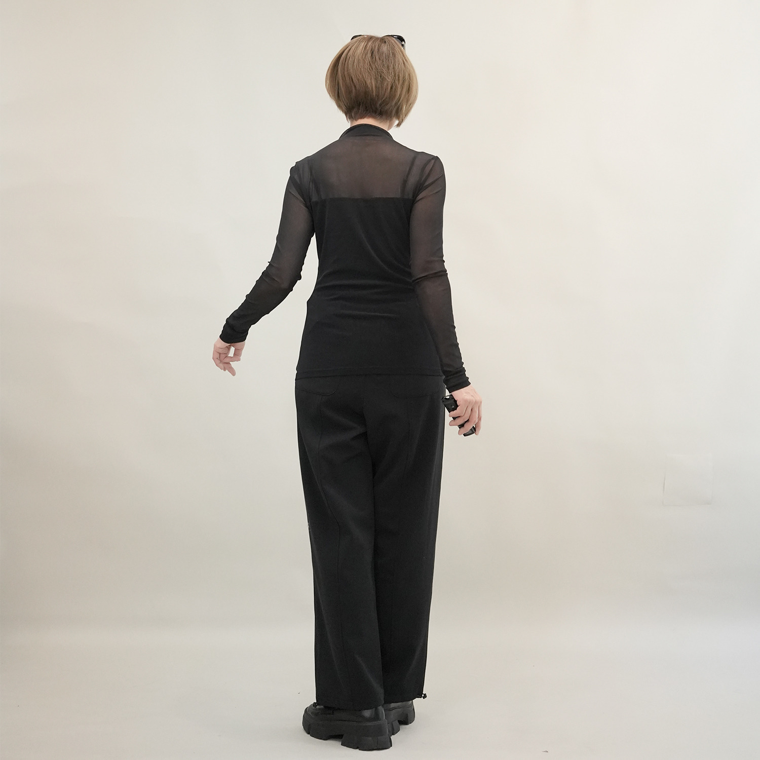 エムズ　スタイル ソフトチュール ボトルネックデザイン シアープルオーバー