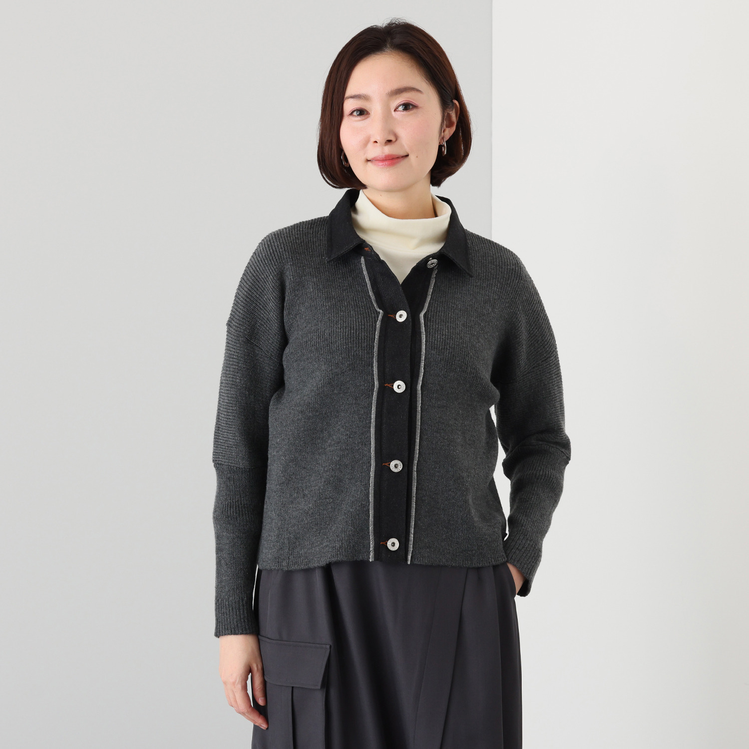 マチュート デニムで魅せる 技ありニットカーディガン