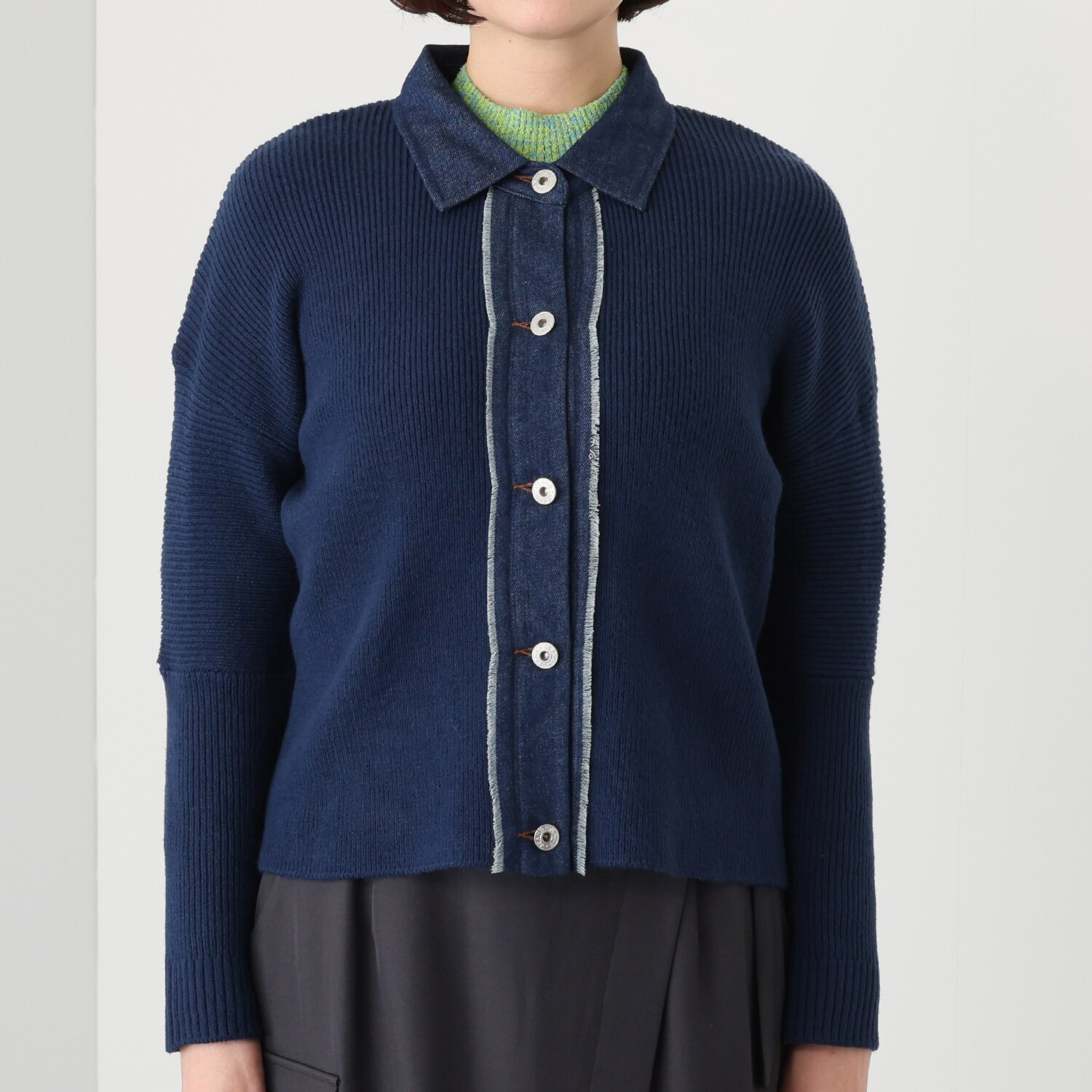 マチュート デニムで魅せる 技ありニットカーディガン