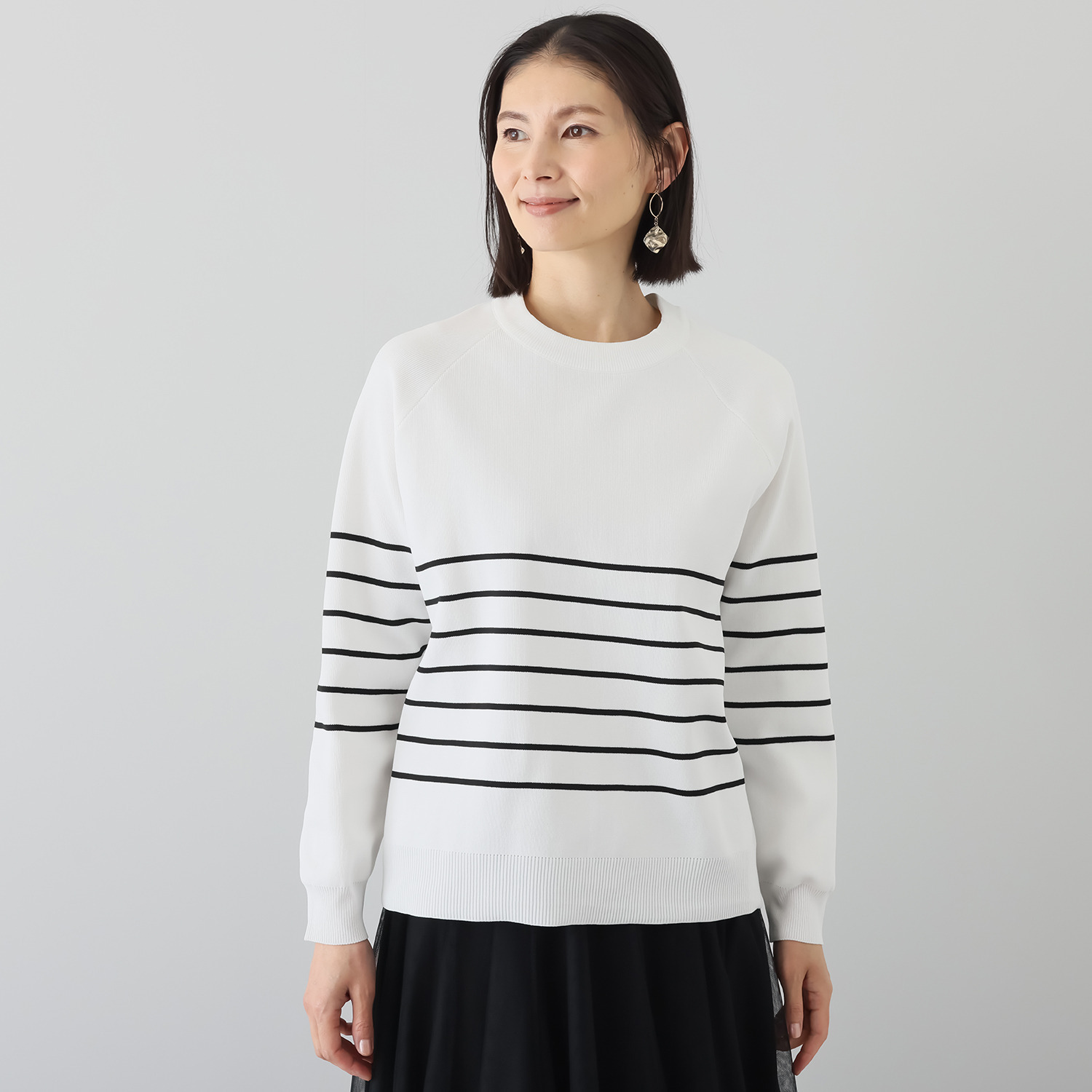 イクシーズ スポンジニット ボーダープルオーバー