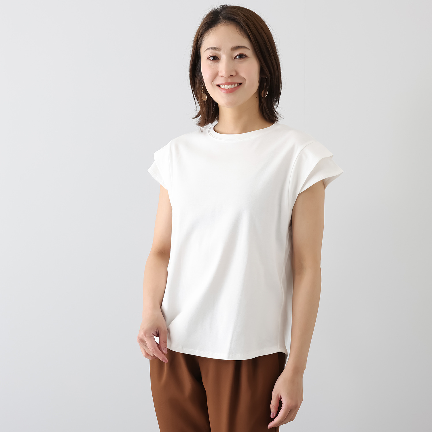 ウタオ 多機能 シルケット加工 フレンチスリーブ プルオーバー