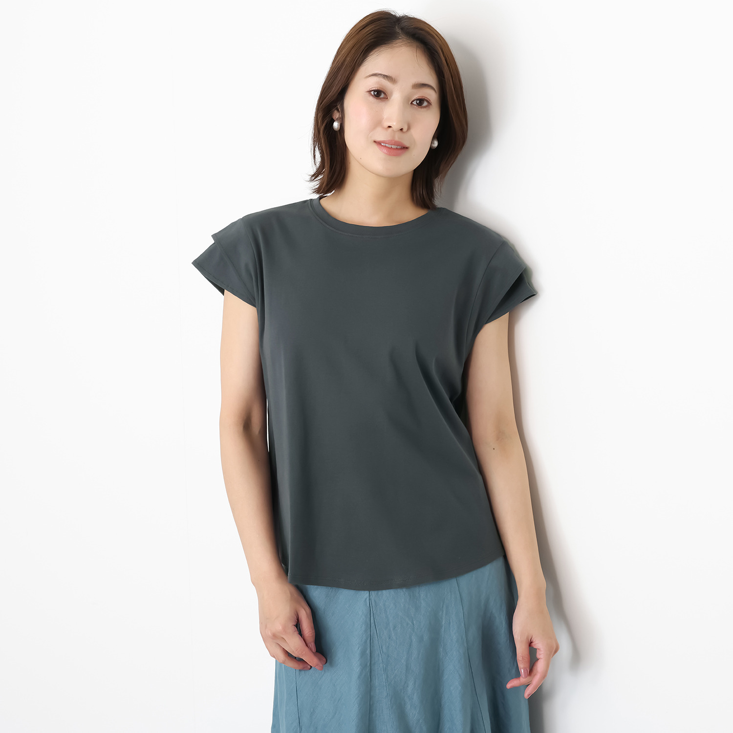 ウタオ 多機能 シルケット加工 フレンチスリーブ プルオーバー