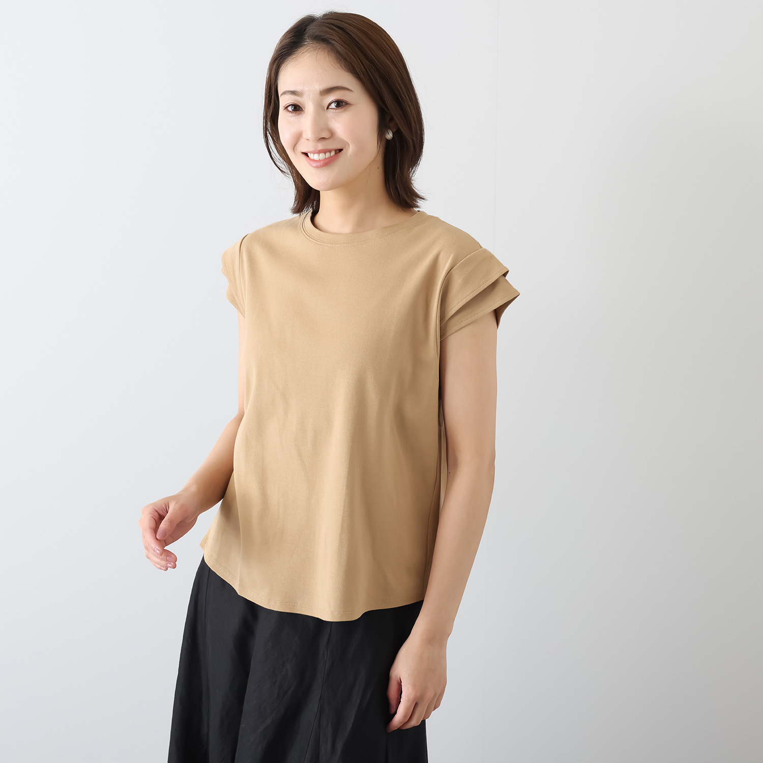 ウタオ 多機能 シルケット加工 フレンチスリーブ プルオーバー