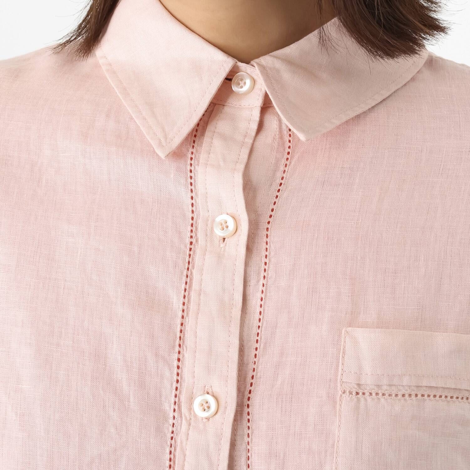 ウタオ フレンチリネン１００％ ピコ刺しゅう ２ウェイシャツ