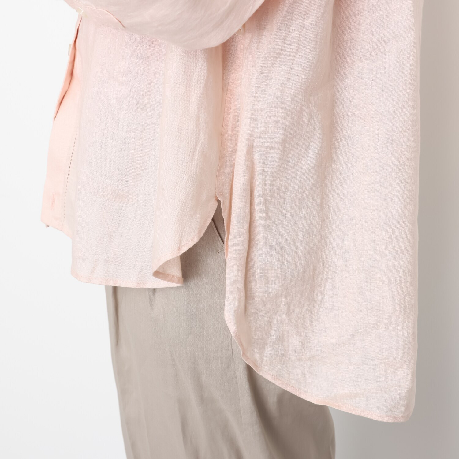 ウタオ フレンチリネン１００％ ピコ刺しゅう ２ウェイシャツ