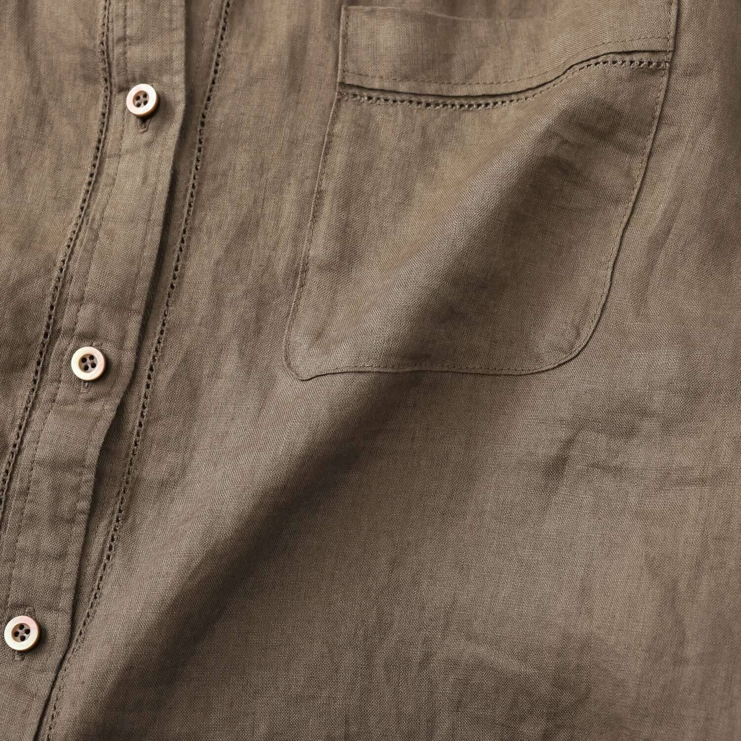 ウタオ フレンチリネン１００％ ピコ刺しゅう ２ウェイシャツ