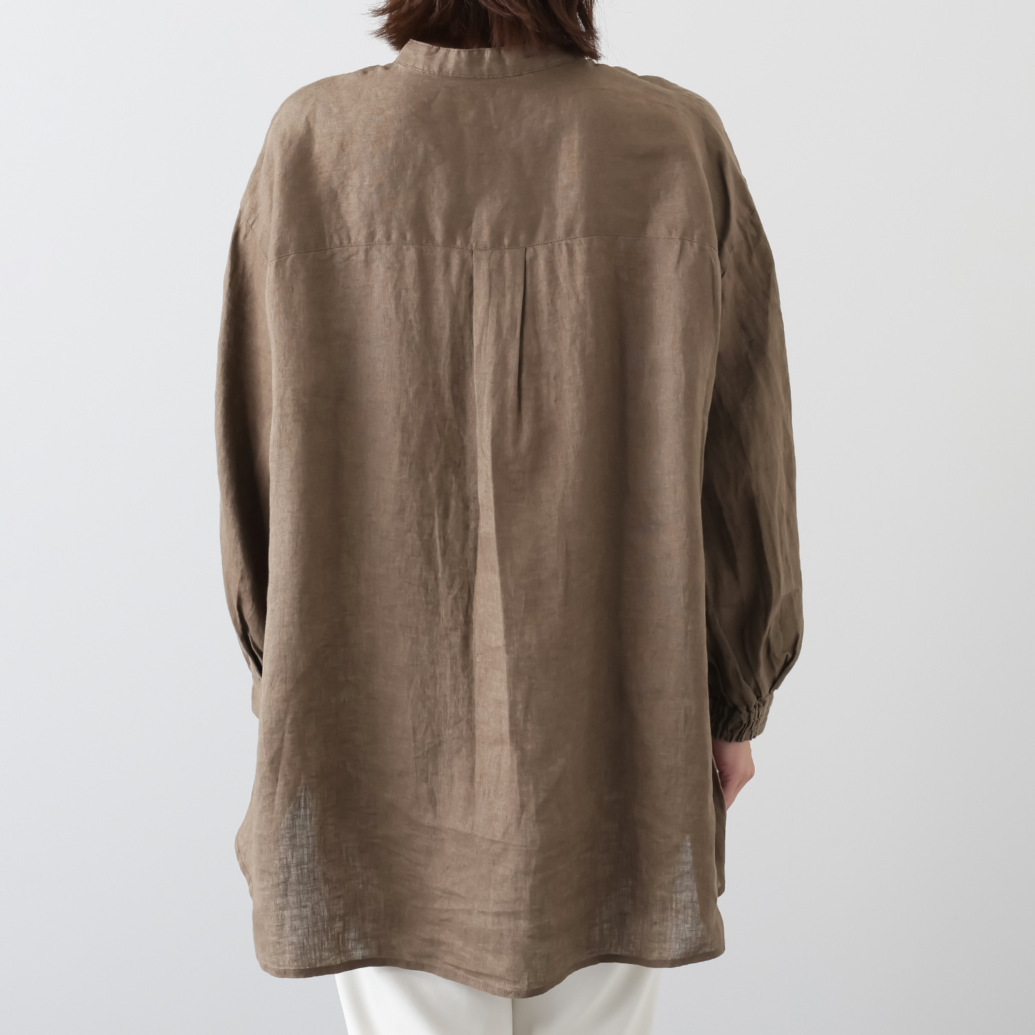 ウタオ フレンチリネン１００％ ピコ刺しゅう ボリュームスリーブ チュニック