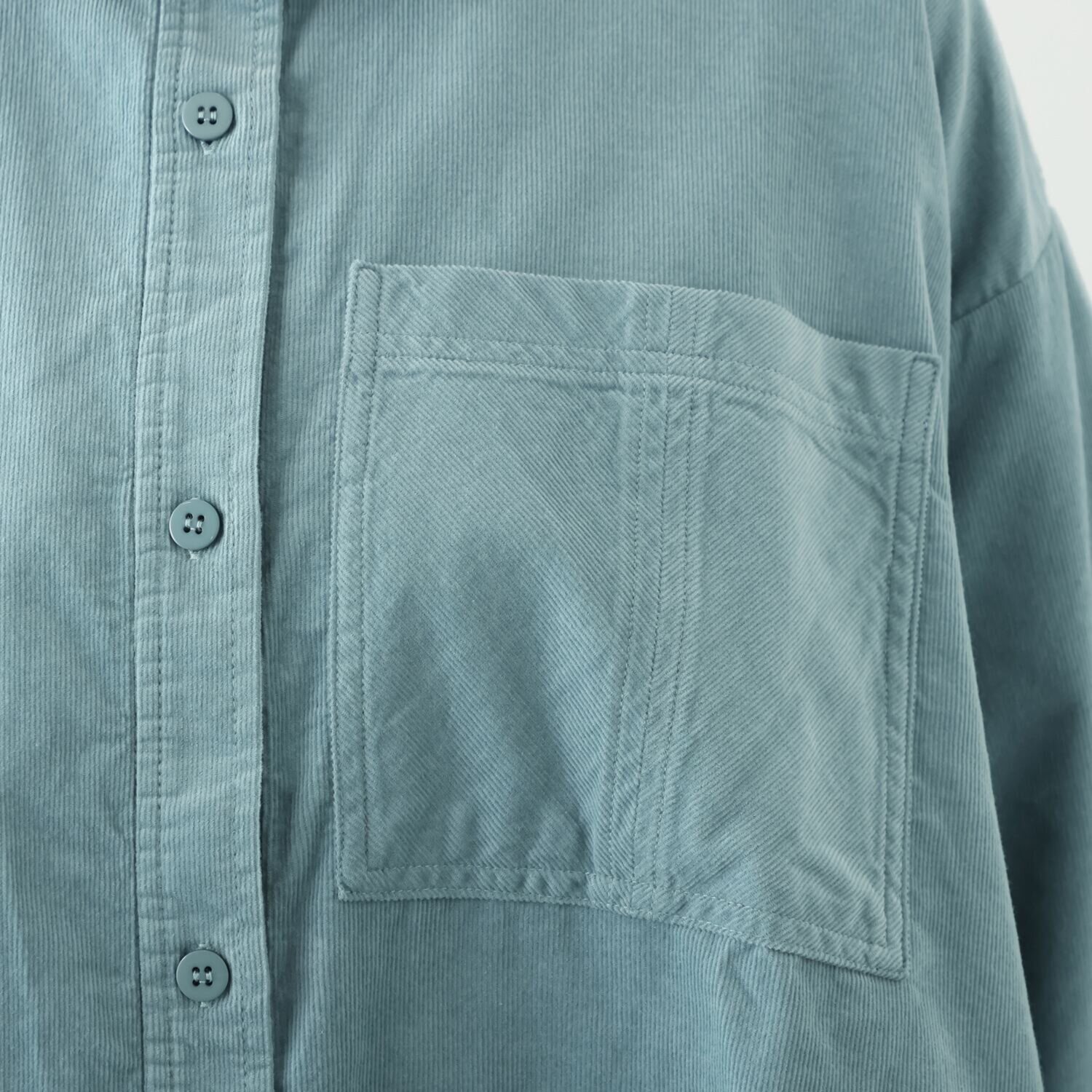 ヒロコ　デシネール 細畝シャツコール 洗い加工で柔らか仕上げ ふんわりバレルシルエット シャツジャケット