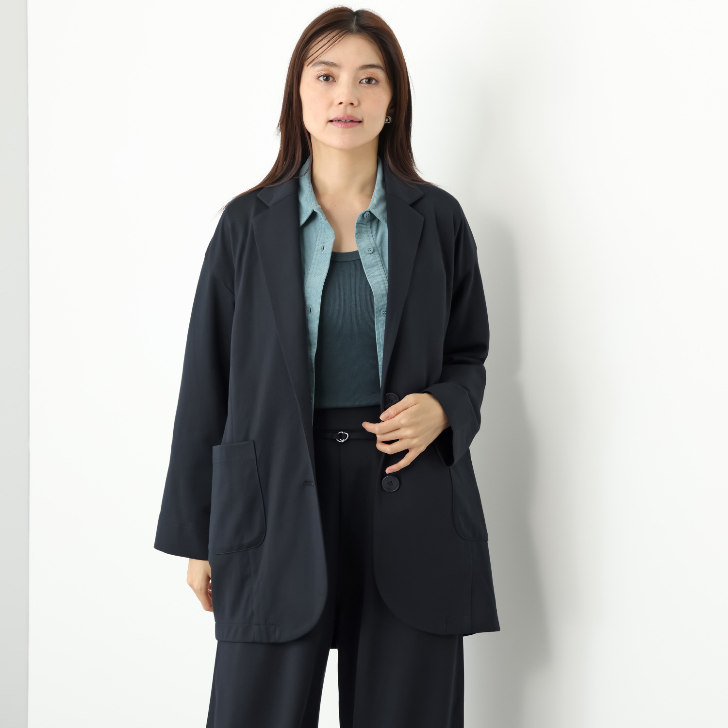 ヒロコ　デシネール なめらかスムースでつくる バレルシルエット ふんわり羽織る 大人のテーラード カーディガンジャケット