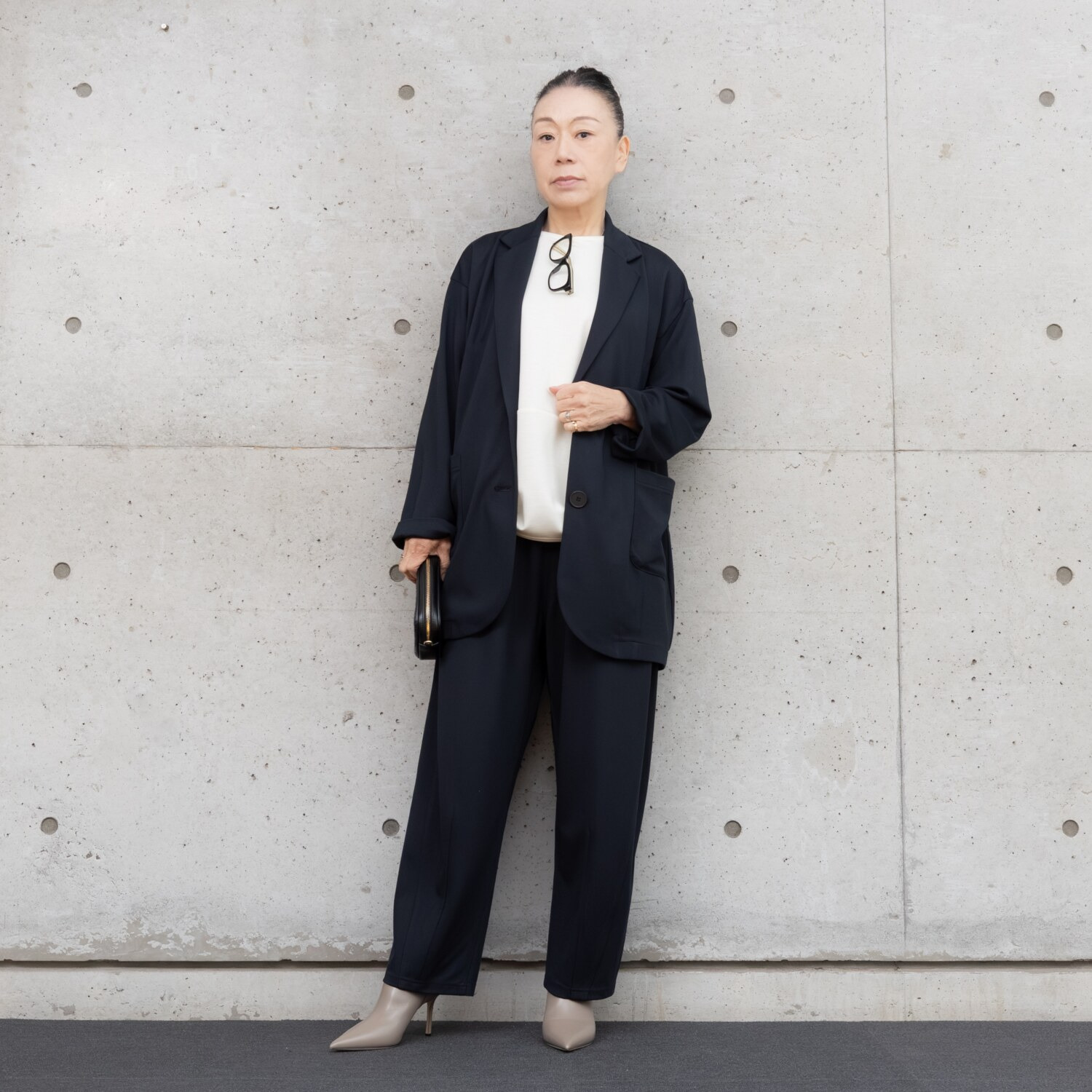 ヒロコ　デシネール なめらかスムースでつくる バレルシルエット ふんわり羽織る 大人のテーラード カーディガンジャケット