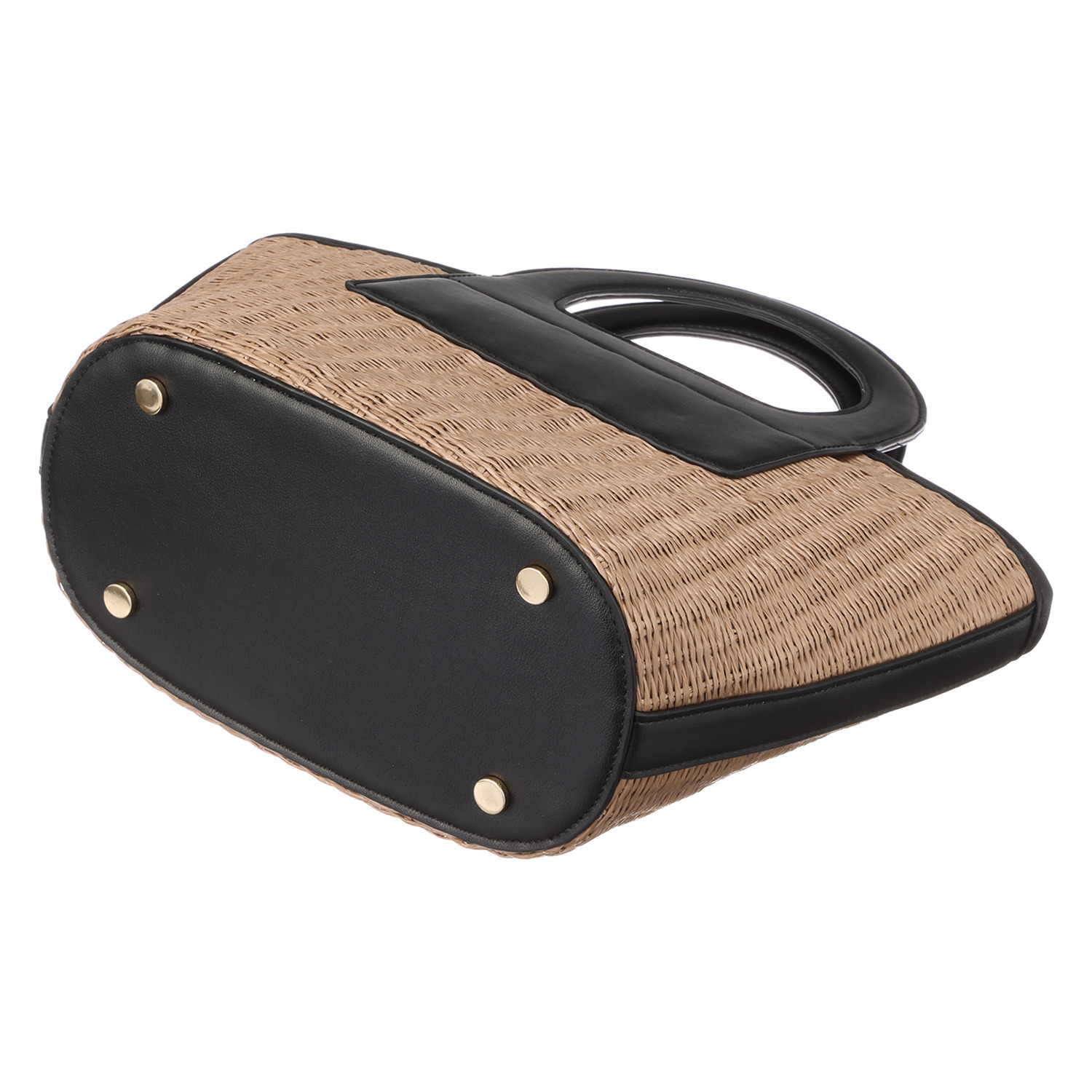 グッシオイタリー 自社開発こだわりの ラタンライクファイバー かごハンドバッグ ＜アネモネポーチ付＞