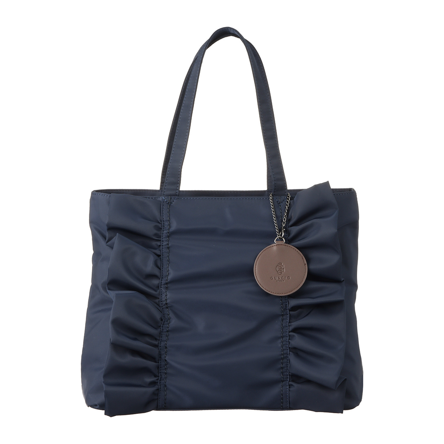 グッシオイタリー はっ水　こだわり素材 ナイロンフリル Ａ４トートバッグ ＜ミニミラーチャーム付＞