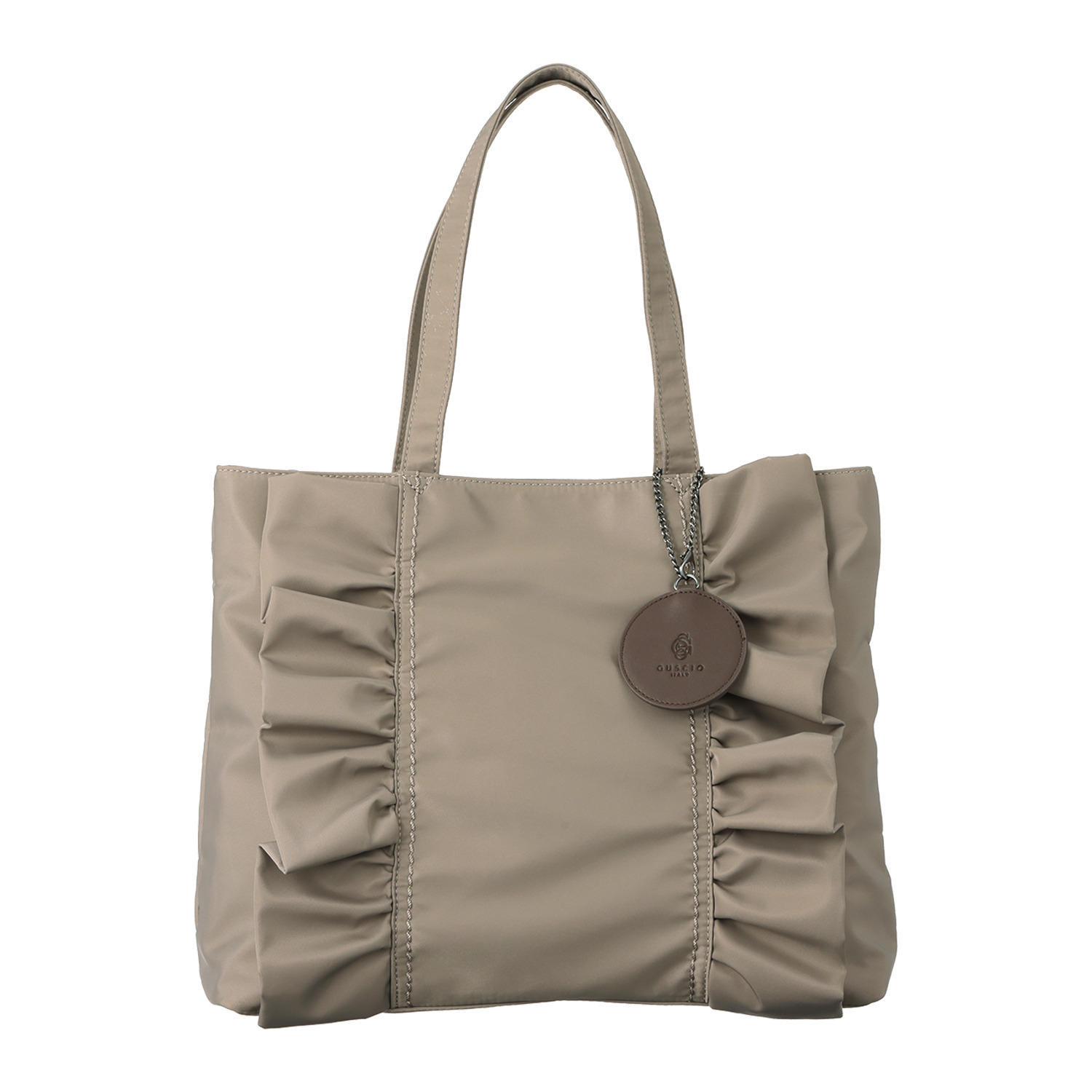 グッシオイタリー はっ水　こだわり素材 ナイロンフリル Ａ４トートバッグ ＜ミニミラーチャーム付＞