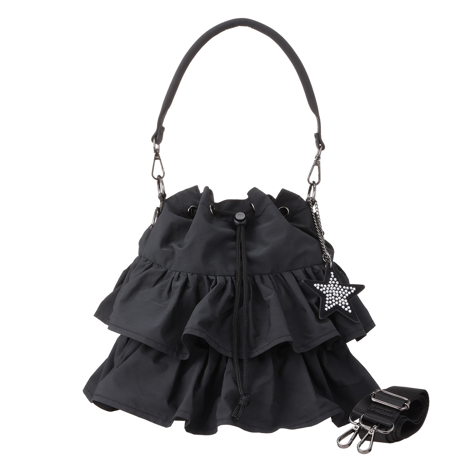 グッシオイタリー ２ウェイフリル巾着 ミニショルダーバッグ ＜星形チャーム付＞