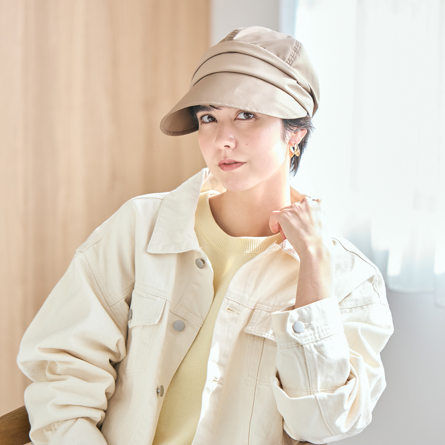 ベル・モード 日本製 東レアンチポランＲ使用 花粉が付きにくい エレガント ドレープキャスケット