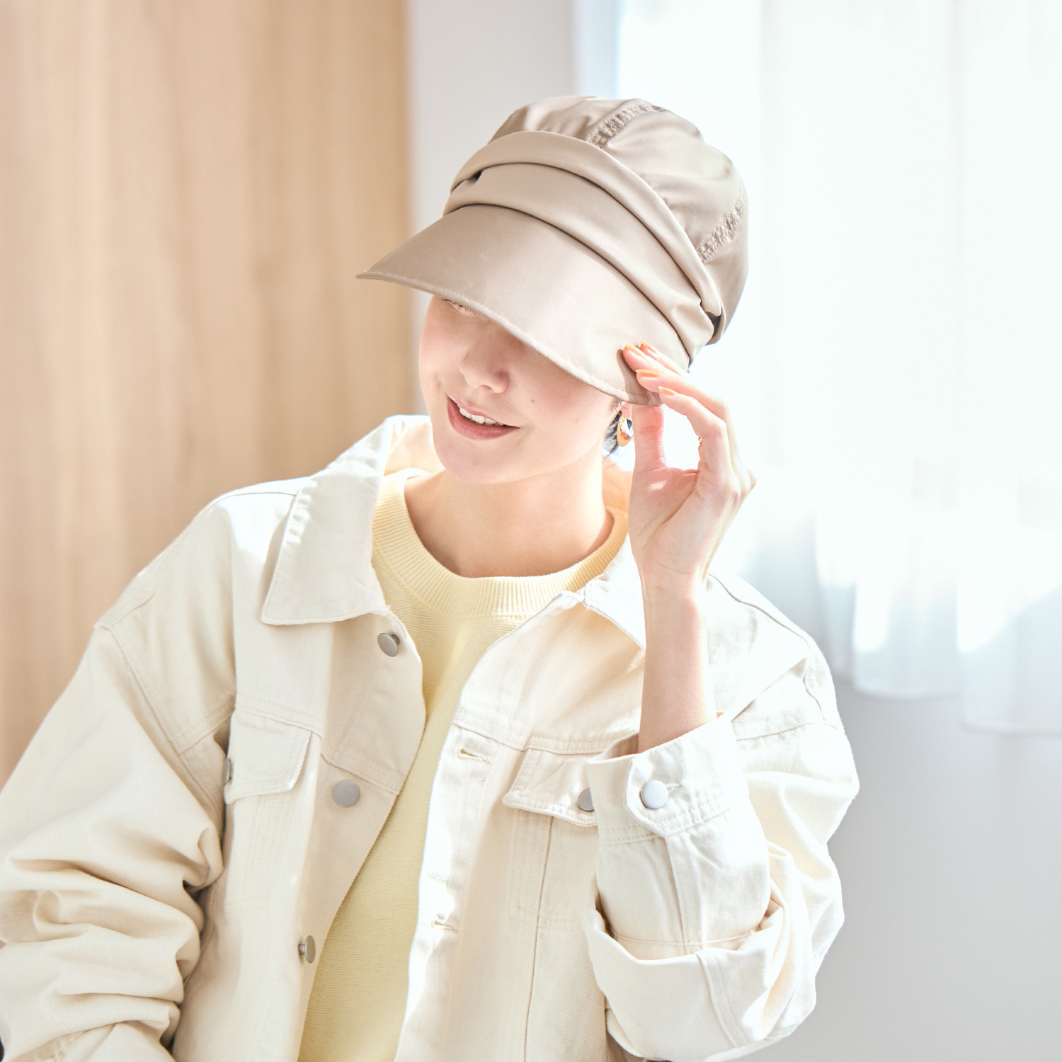 ベル・モード 日本製 東レアンチポランＲ使用 花粉が付きにくい エレガント ドレープキャスケット