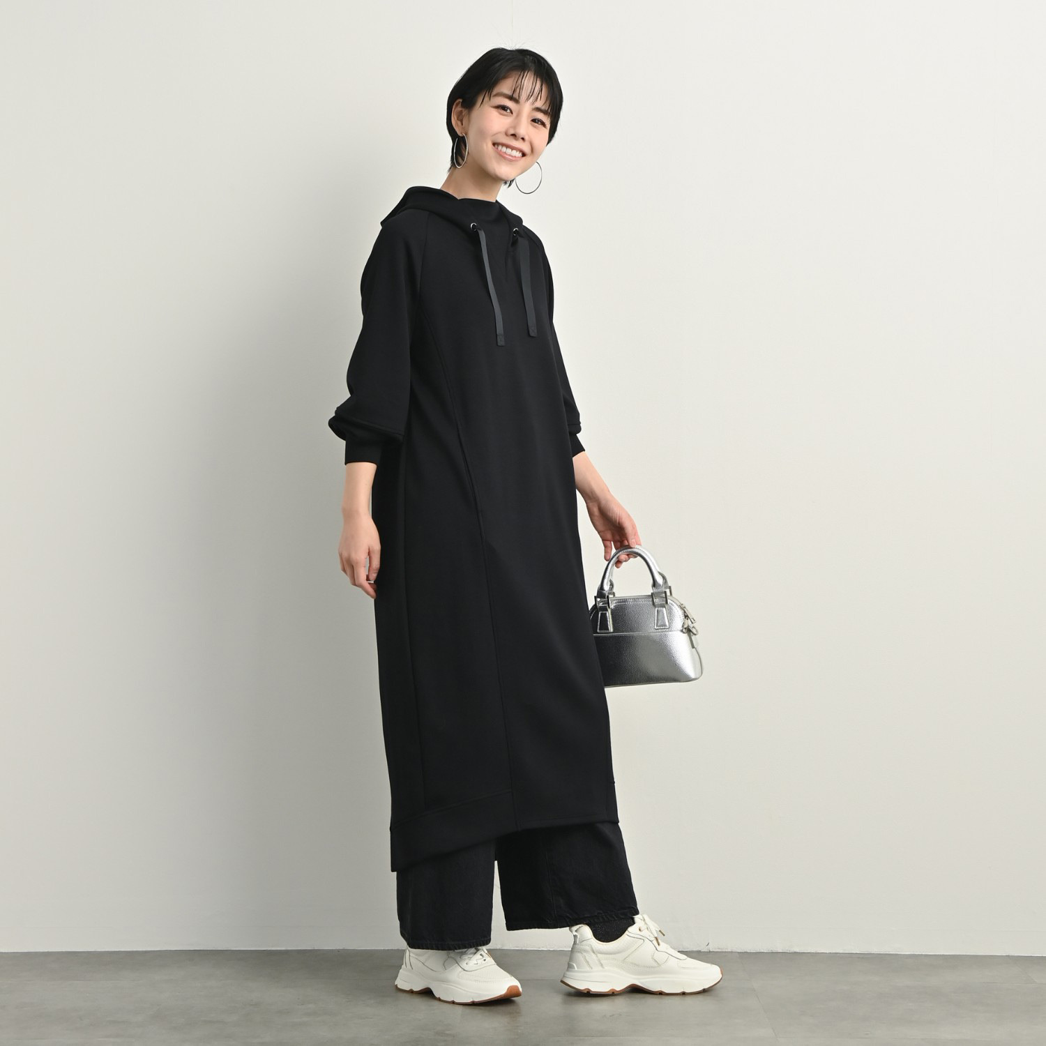 ゼラールスポーツ フーディーなのに上品！ ファインループジャージー きれい見えシルエット ワンピース