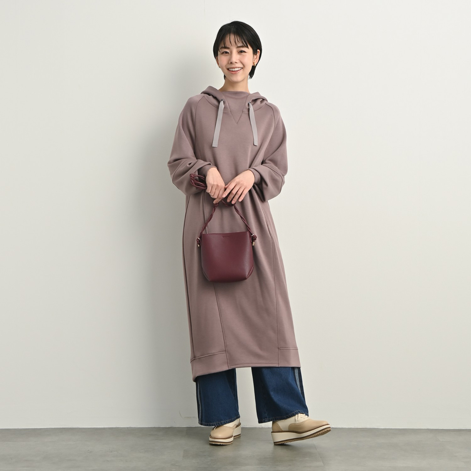 ゼラールスポーツ フーディーなのに上品！ ファインループジャージー きれい見えシルエット ワンピース