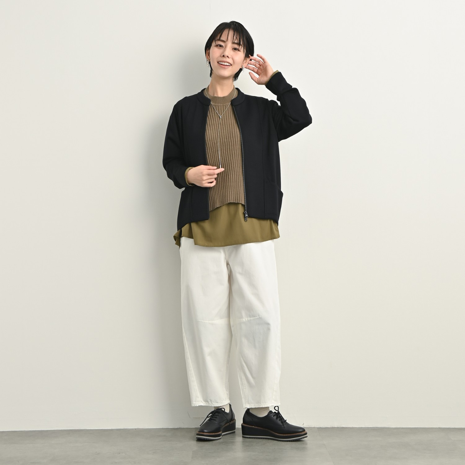 ゼラールスポーツ 新鮮シルエット！ ファインループジャージー ラウンドフォルム ライダースジャケット