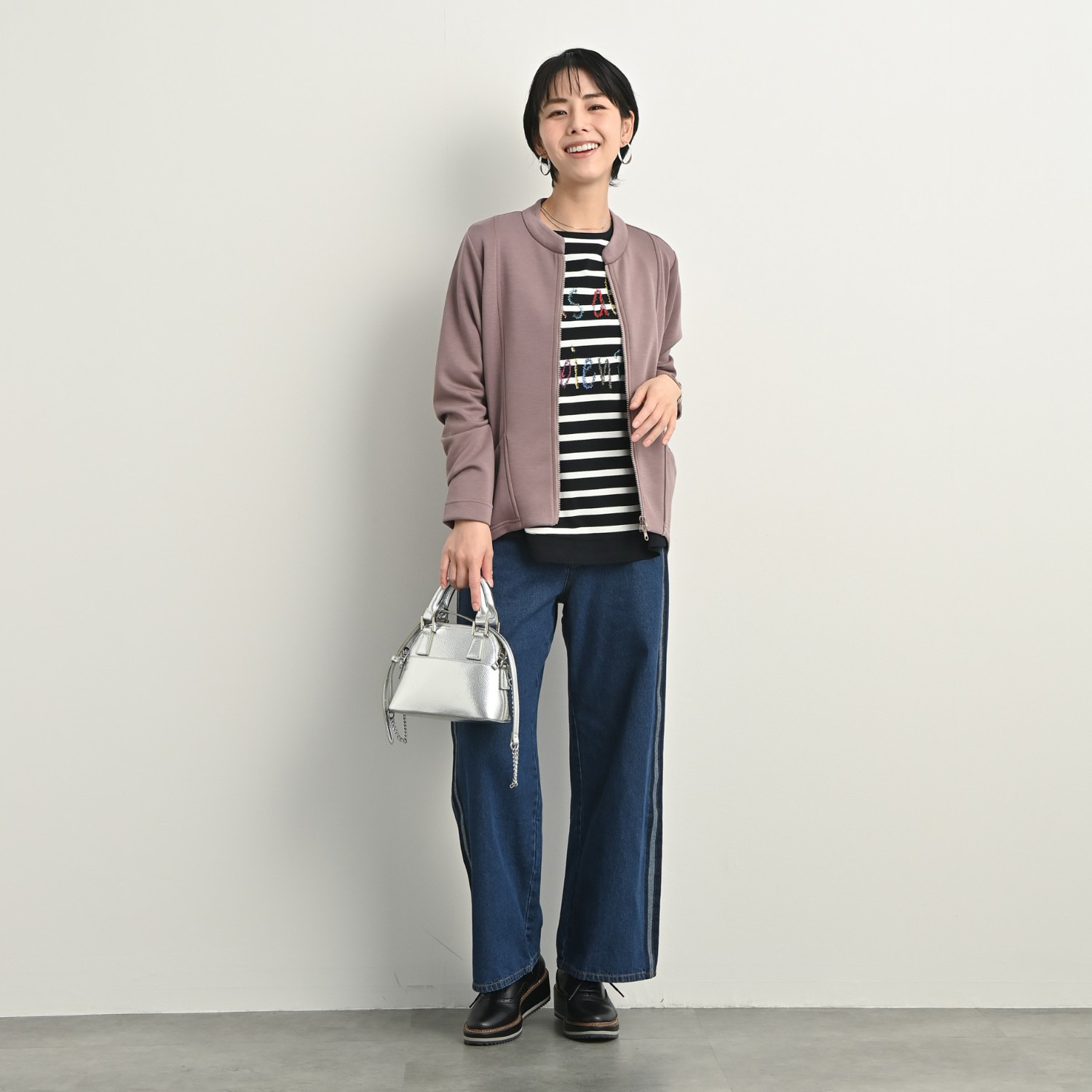 ゼラールスポーツ 新鮮シルエット！ ファインループジャージー ラウンドフォルム ライダースジャケット