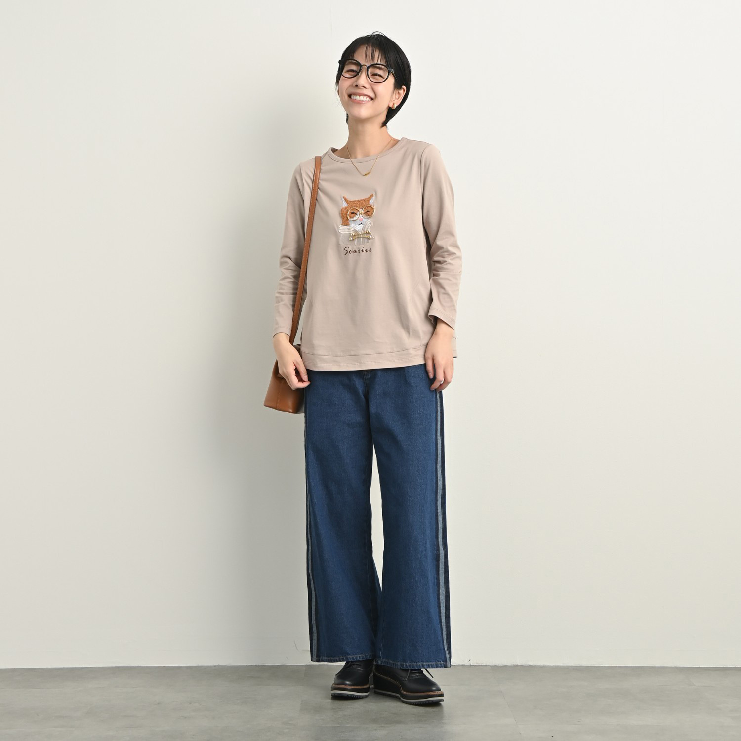 ゼラールスポーツ コットン１００％ 刺しゅうモティーフ ロングスリーブ プルオーバー