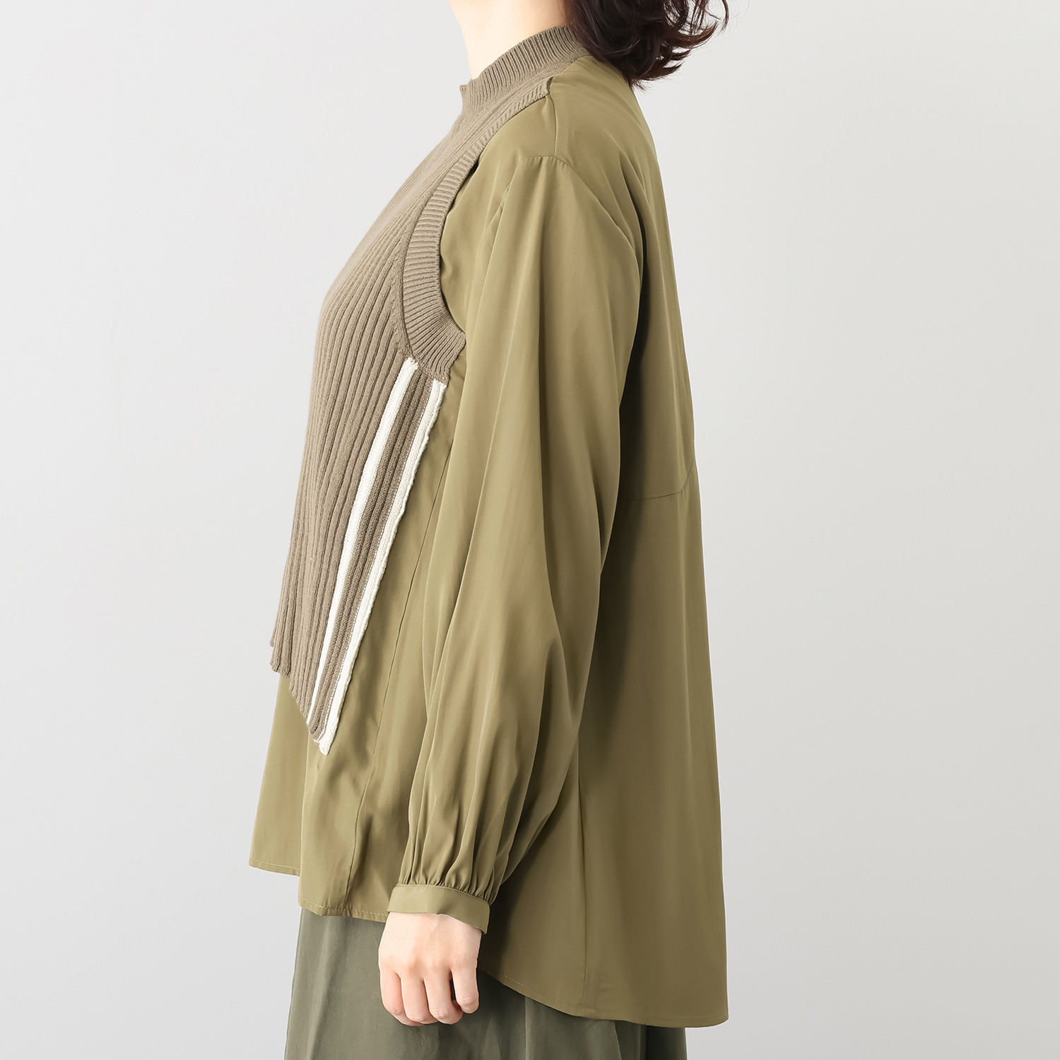 ゼラールスポーツ ニットドッキング レイヤード風デザイン チュニックブラウス