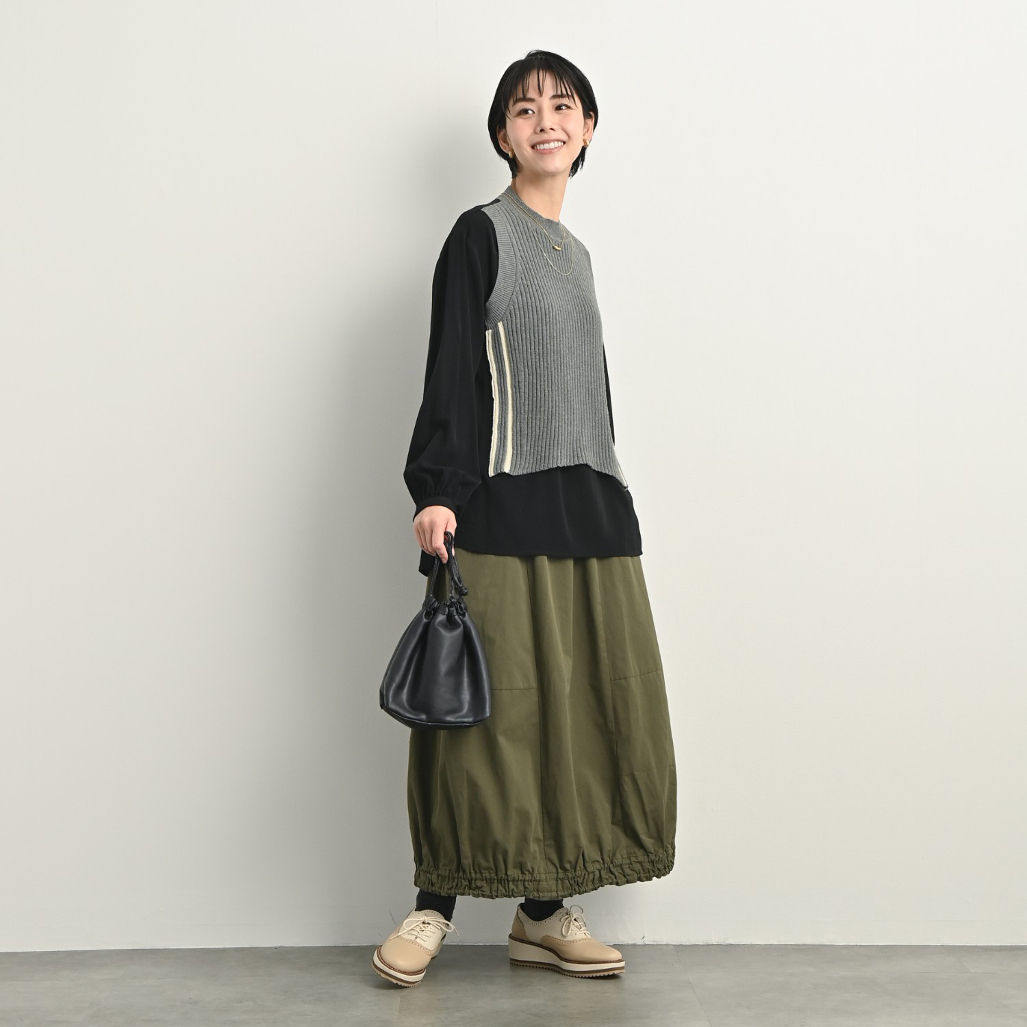 ゼラールスポーツ ニットドッキング レイヤード風デザイン チュニックブラウス