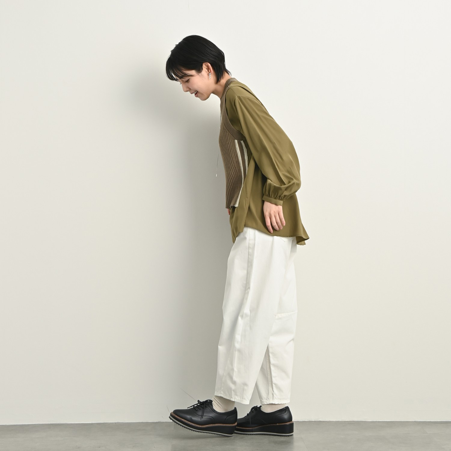 ゼラールスポーツ ニットドッキング レイヤード風デザイン チュニックブラウス